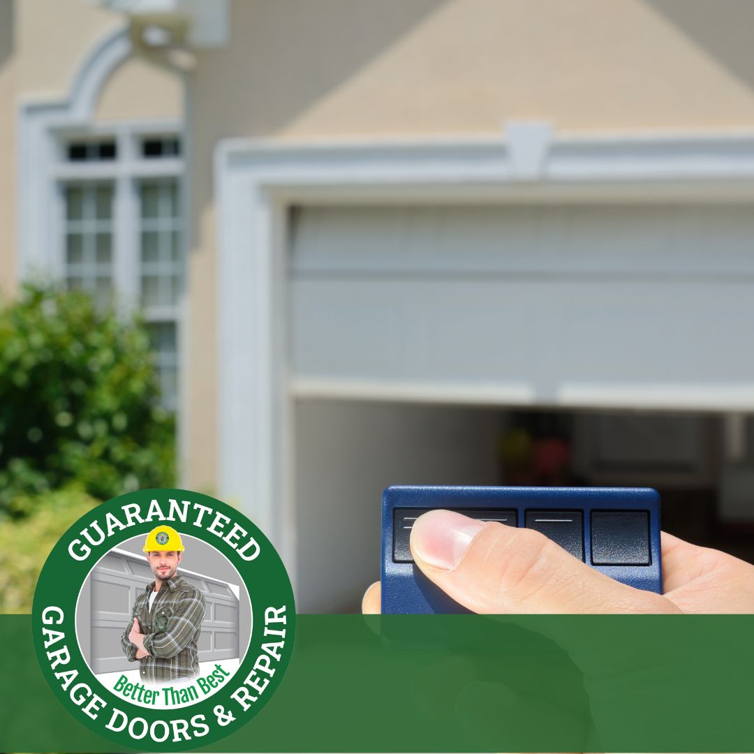 A person opening a garage door. 