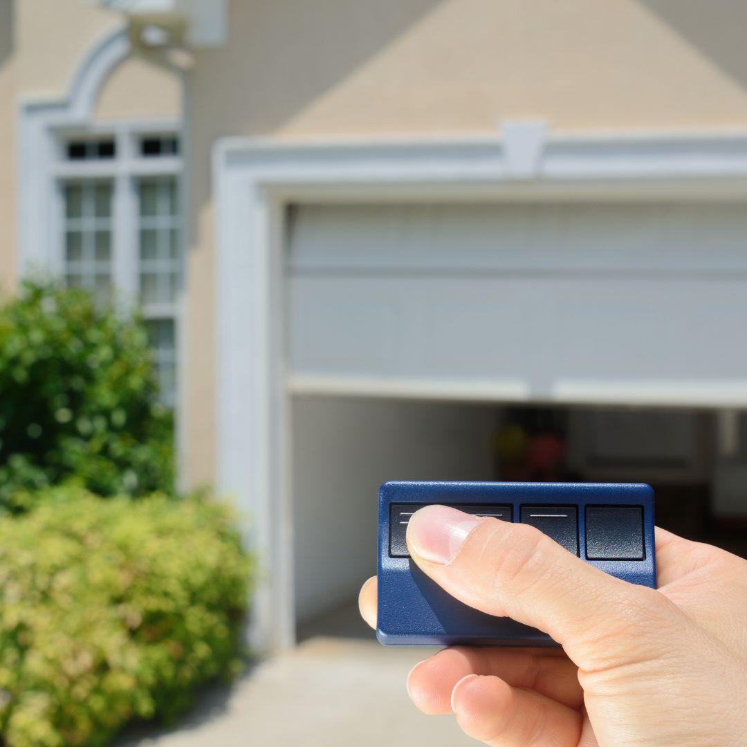 Person clicking remote garage door people